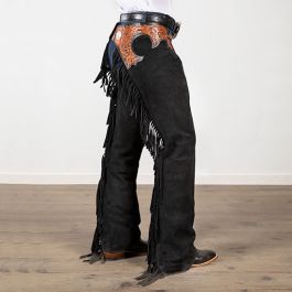 Black Suede Tooled Chaps