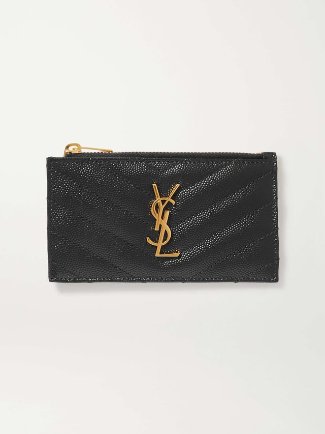 Monogramme small quilted textured-leather wallet - black - One Size