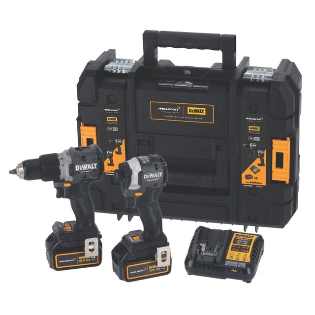 DEWALT McLaren F1 Team DCK200MM2T-GB 18V 2 x 4Ah Li-Ion XR Brushless Cordless Combi & Impact Driver Twin Kit