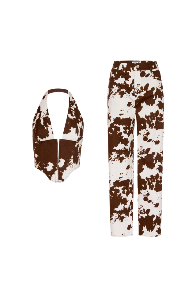 MARA CORSET + FARGO PANT - COW PRINT