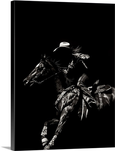 Scratchboard Rodeo I Stretched Canvas Print