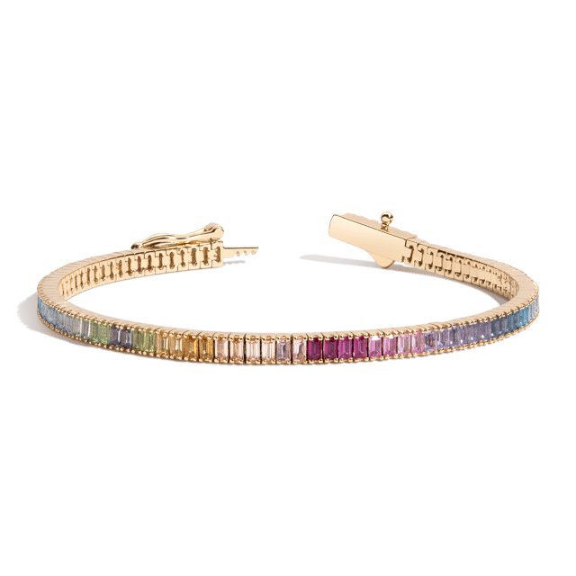 Ombré Rainbow Baguette Tennis Bracelet