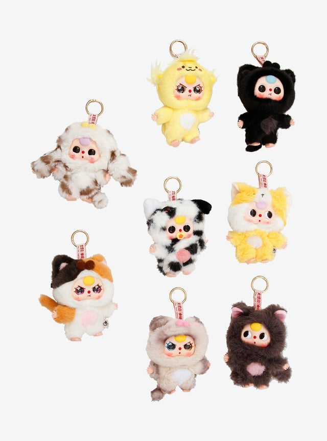 Baby Three Cat & Dog Blind Box Plush Bag Clip