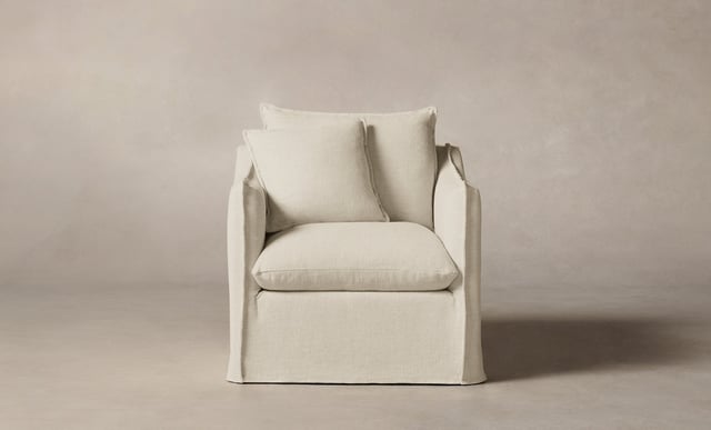 The Dune Swivel Chair - Performance Linen Weave Flour