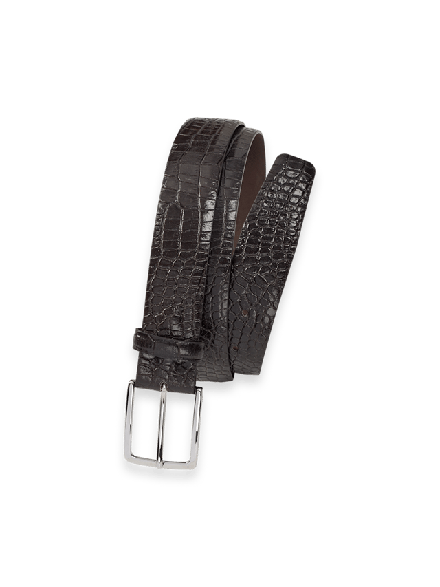 Crocodile Embossed with Changeable Buckle Belt - Brown