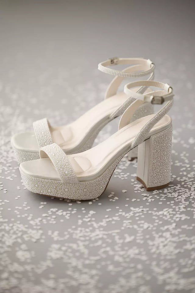 Pearl Embellished Platform Block Heels
