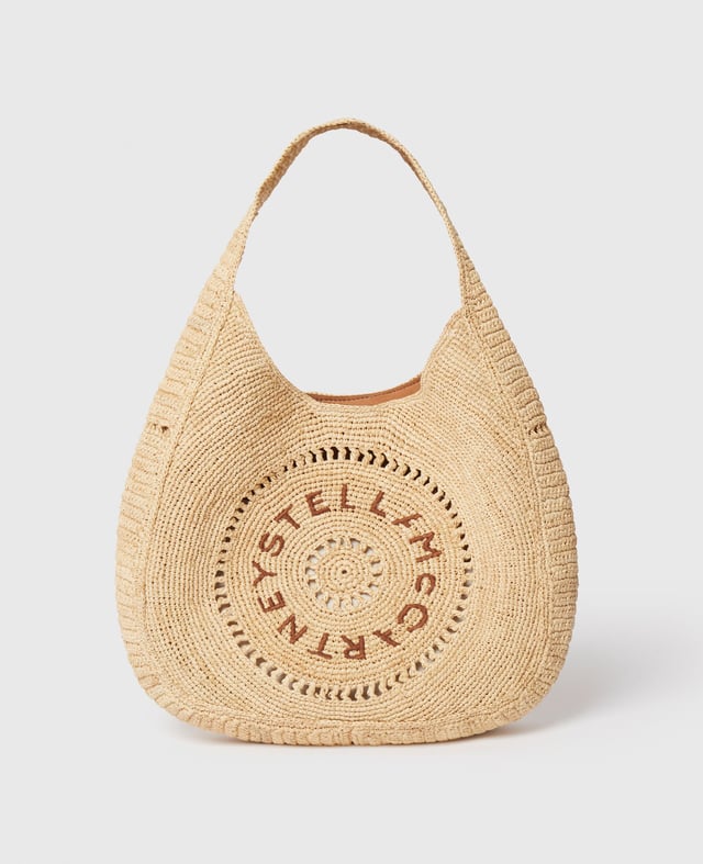 Logo Raffia Slouchy Medium Tote Bag