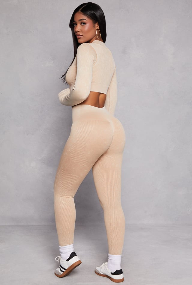 Daisy Ribbed Knit High Waist Leggings