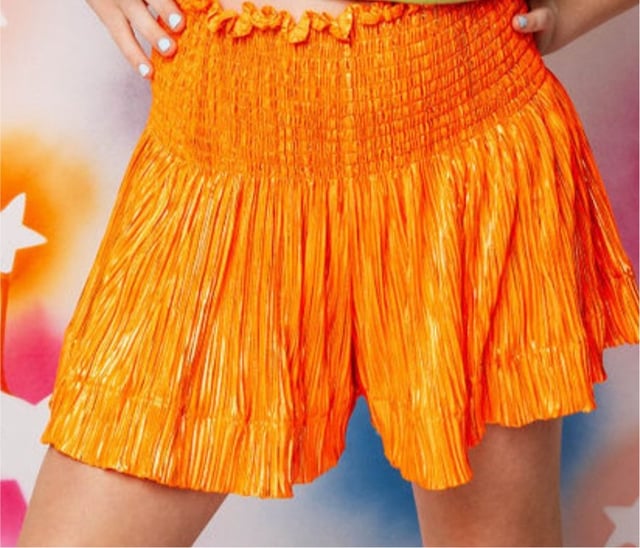 Queen Of Sparkles Kids Pleated Swing Shorts - Orange