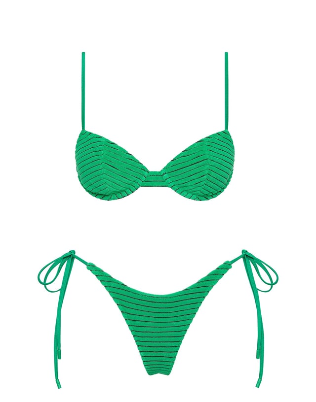JARA - HUBE Green Terry Towelling Balconette Bikini Set