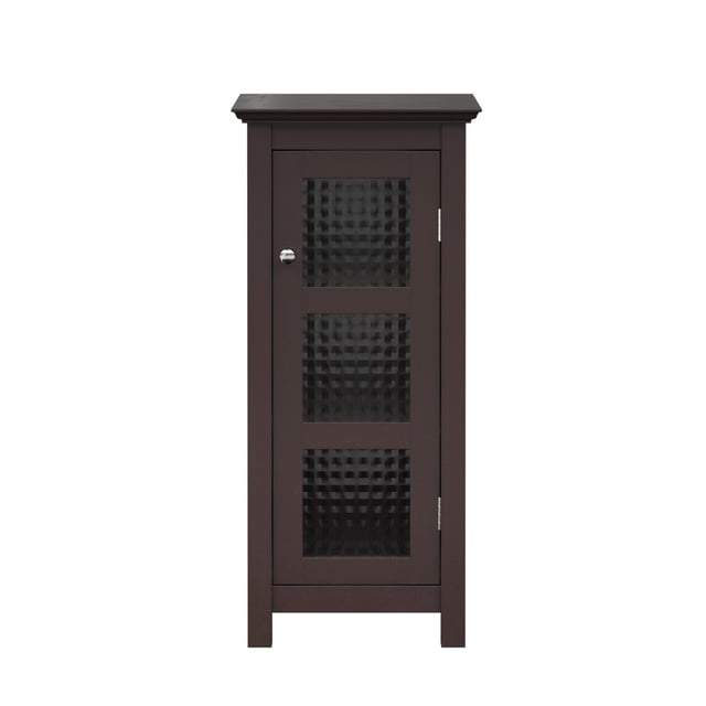 Teamson Home Chesterfield Floor Cabinet with Waffle Glass Door, Espresso