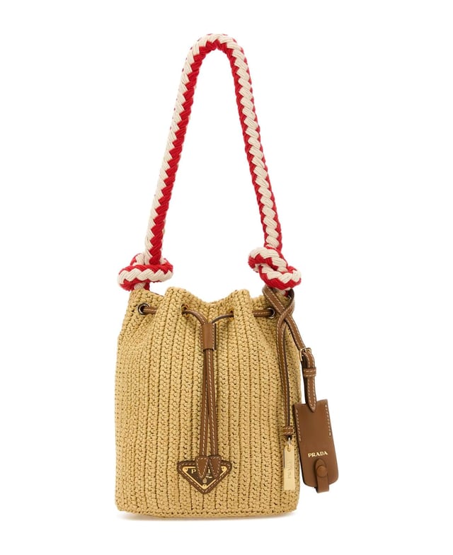 Beige Crochet Mini Bucket Bag