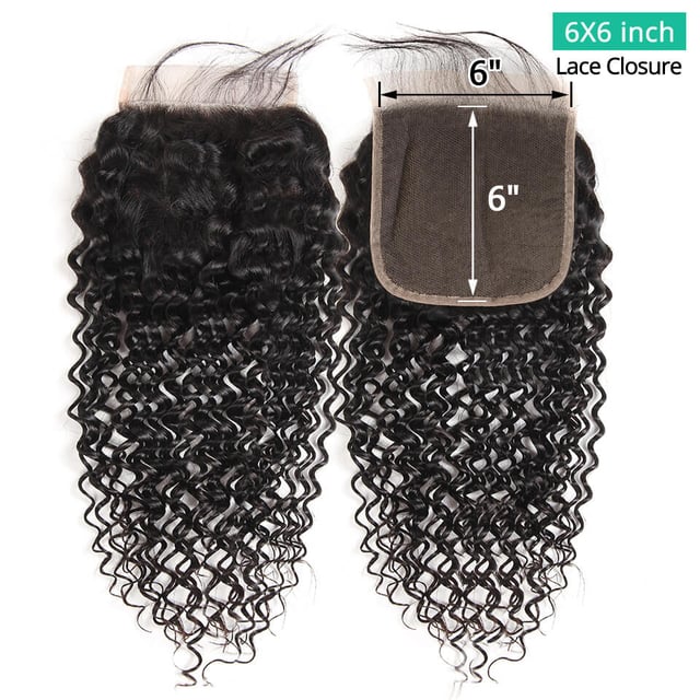 Curly Hair 6x6 Lace Closure Brazilian Virgin Human Hair