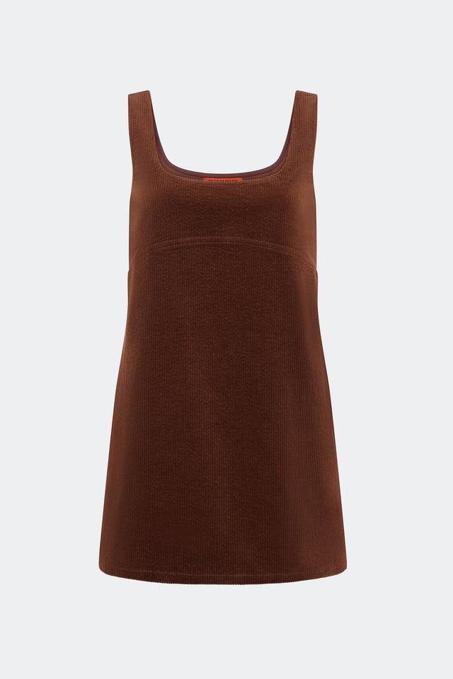 Sahara Corduroy Mini Dress In Choco Brown
