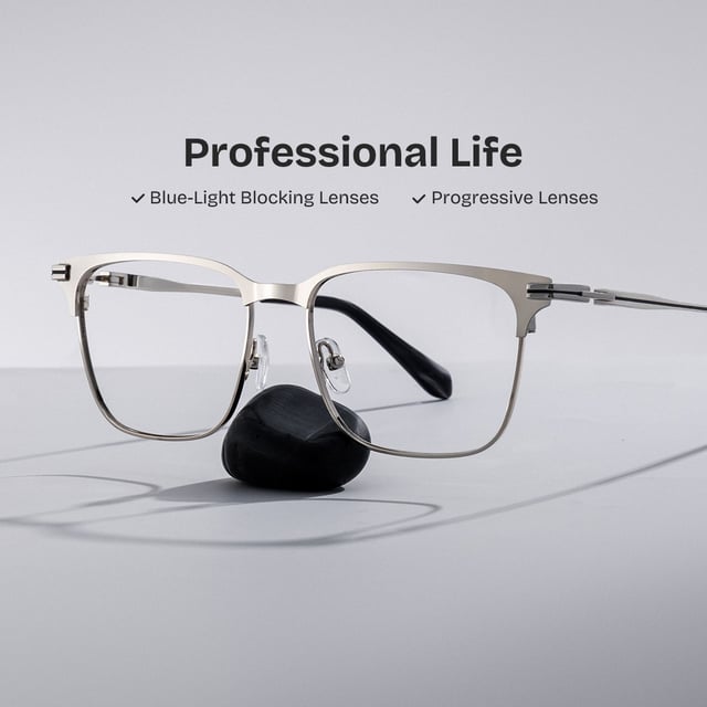 Marshall Silver Rectangle Prescription Glasses | Zeelool
