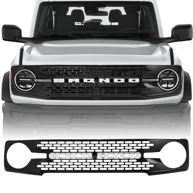 Ford Bronco Grille ABS Plastic White Black W/Letters and Camera Hole for 2021-2025 Ford Bronco