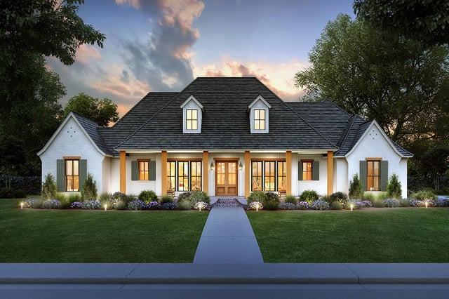 Plan 56527SM: Well-Balanced Acadian Farmhouse-Style 4-Bed House Plan Under 2800 Square Feet