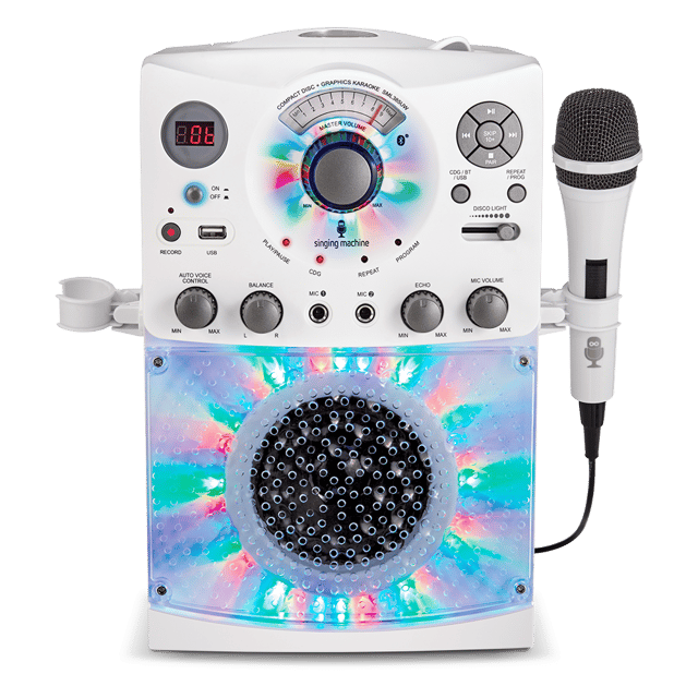 Singing Machine Portable Bluetooth Karaoke Machine with Wired Microphone and LED Disco Lights