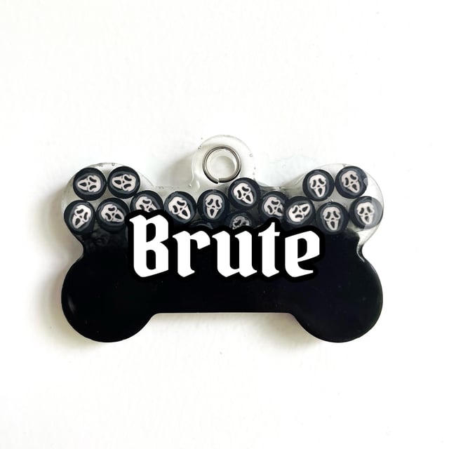 Scream ghost face horror pet id dog tag