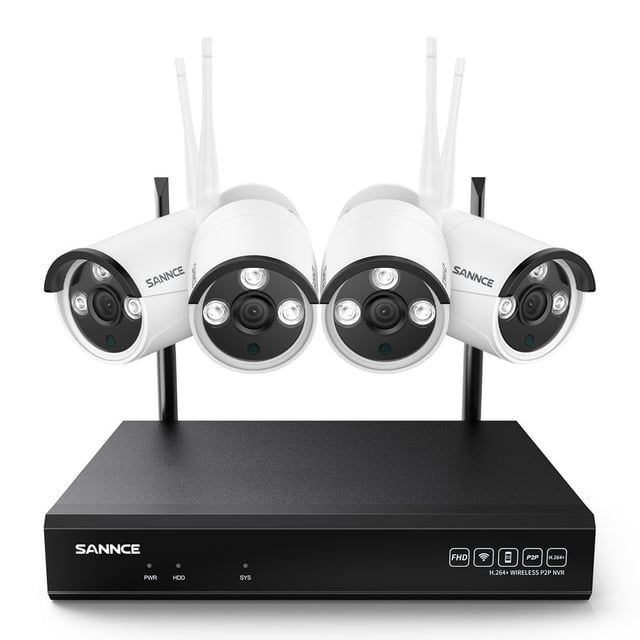 3MP 10-Channel Wireless Security Camera System, 8MP NVR, Audio Recording, IP66 Waterproof, Smart AI Human Detection, Work With Alexa (4xBullet camera and 8MP 10CH NVR)