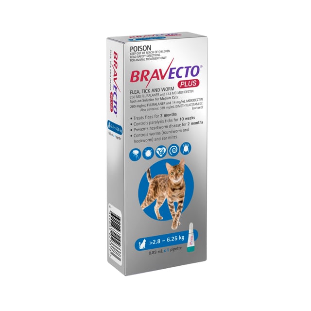 Bravecto Plus Cat 6.1-13.7lbs Blue
