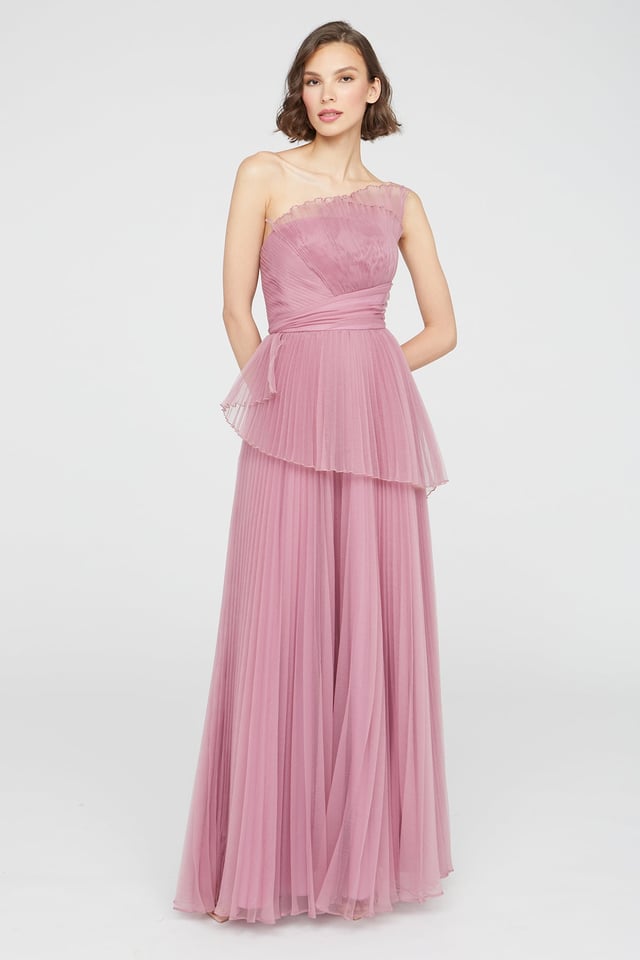 Delphine Pleated Organza Gown