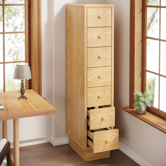 5-Drawer Chest, Wood Narrow Dresser Storage Chest of Drawers