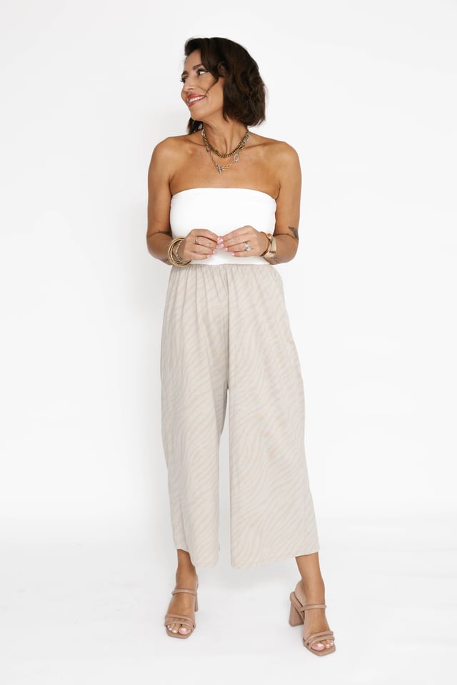 Anabelle Strapless Romper in Ivory/Sahara Tiger