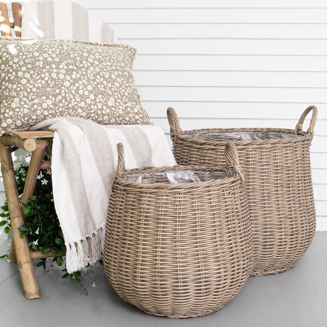 Round Willow Planters - Set of 2