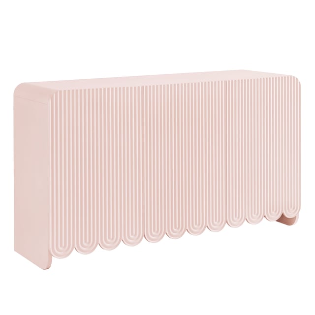 Dahlia Fluted Sideboard Cabinet - Elegant 3-Door Storage with Scalloped Detail for Timeless Charm