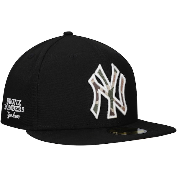 Men's New York Yankees New Era Black Troop Chant Camo Undervisor 59FIFTY Fitted Hat