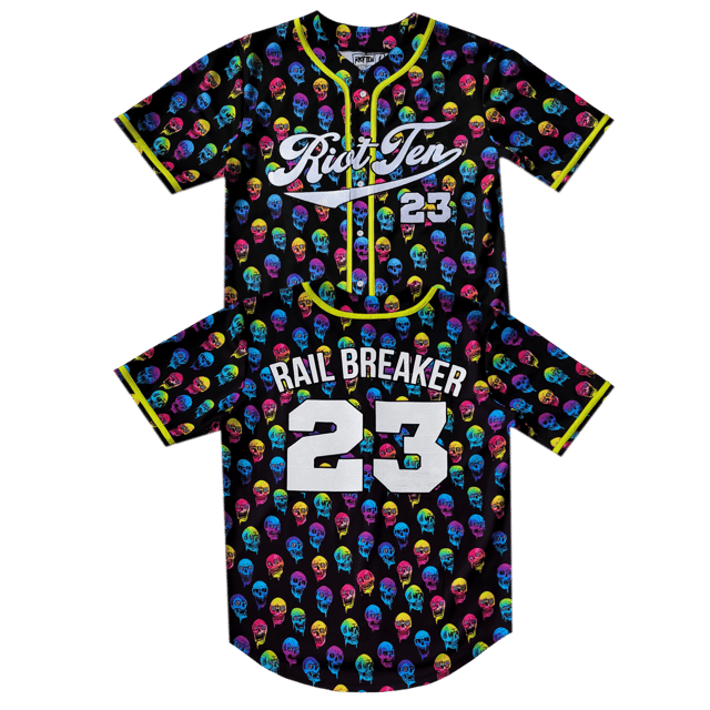 Riot Ten - Trippy Skull Baseball Jersey