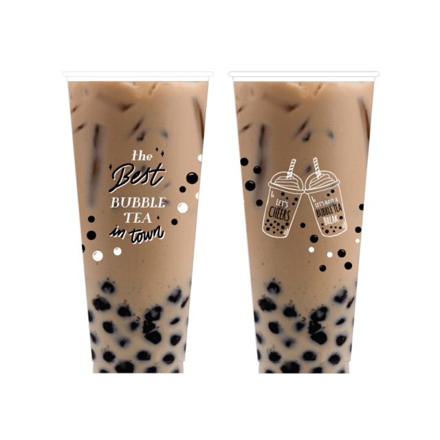 "Boba Tea" Design PP Plastic Cups (90mm)