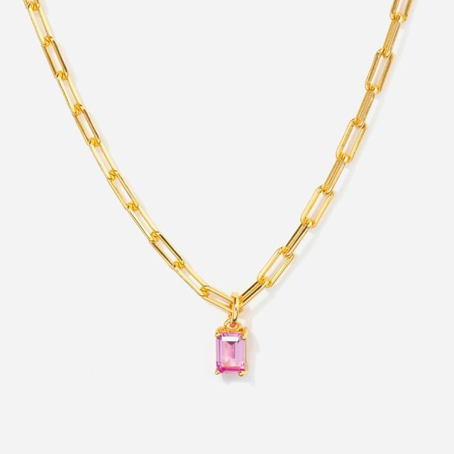 Birthstone Paperclip Necklace