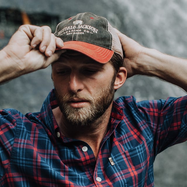 Buffalo Jackson Vintage Trucker Hat | Red and Black