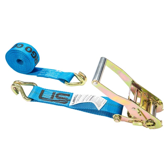 2" x 12' Ratchet Strap with Wire / Double J Hooks | Blue