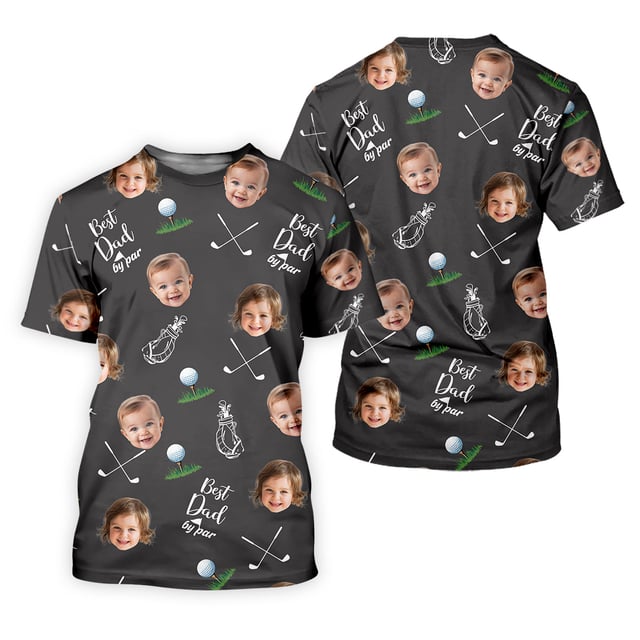 Best Dad By Par Custom Photo Golf Shirt, Fun Golf Shirt, Happy Father's Day Gift