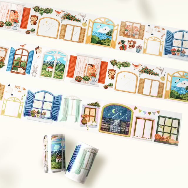 Pre-cut Pane & Simple Wide Washi/PET Tape