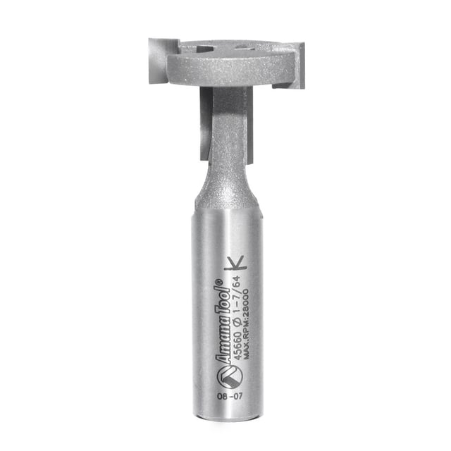 Amana Tool 45660 T-Slot Square Edge 1-1/8 Dia x 13/16 Cut Height x 1/2 Inch Shank Router Bit