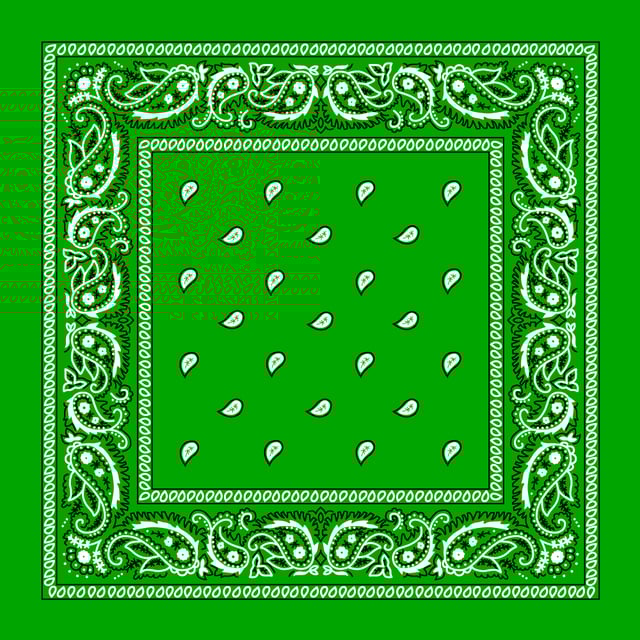 Classic Paisley Bandana Imported, 22X22, 12 Pieces, Kelly Green