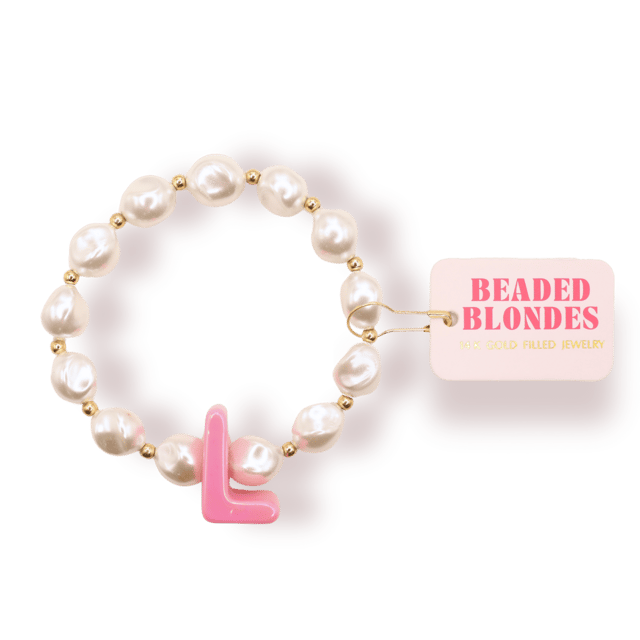 Pink Bubble Initial Bracelet