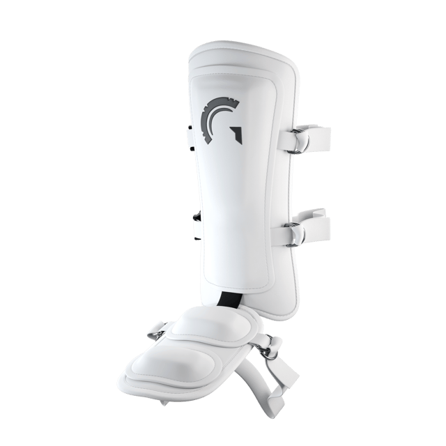 Guardian Legion Hard Shell Pro Baseball Leg Guard (White Black)