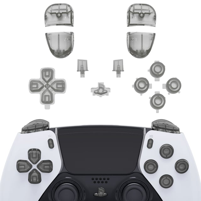 eXtremeRate Replacement Full Set Buttons Compatible with PS5 Edge Controller - Clear Black