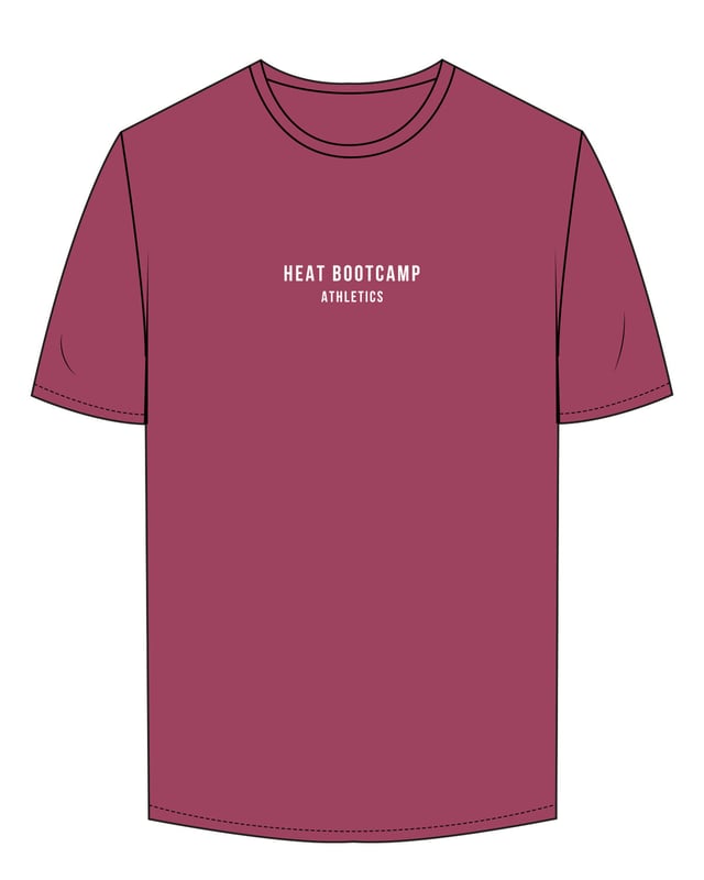 The Mens Tee - Berry - Heat Bootcamp - Center Chest Stacked - White