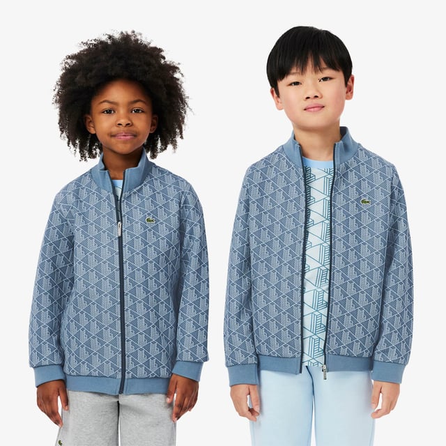Kids' High-Neck Zip-Up Paris Monogram Sweatshirt