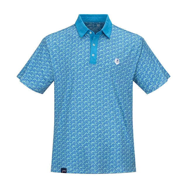 Jerry Garcia | Eco-Friendly Performance Polo | Garcia All Over Pattern in Light Green and Blue
