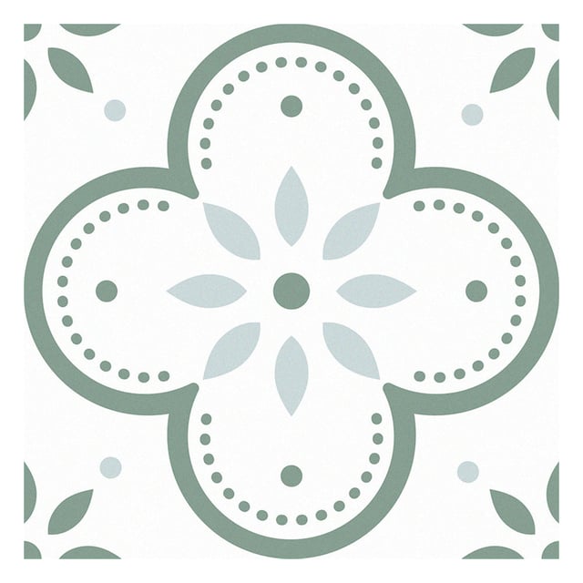Light Green Flower Peel and Stick Vinyl Floor Tile Sticker
