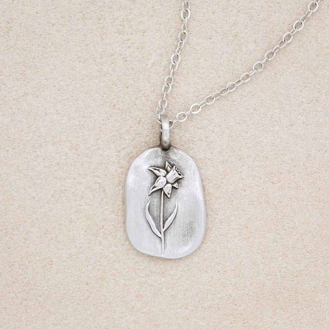 March Birth Flower Necklace {Pewter}