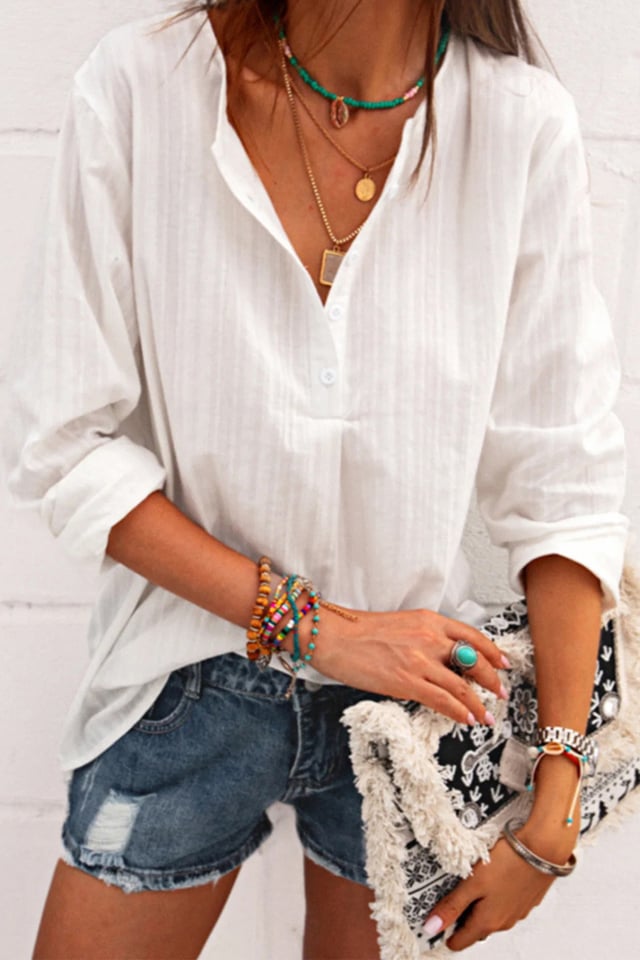 Nayeli Striped Half-Button Placket Blouse