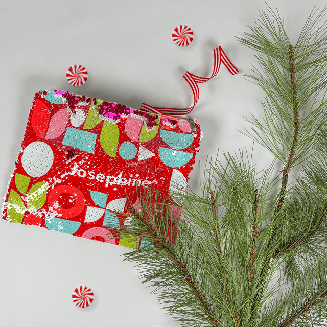 PERSONALIZED SEQUIN POUCH -- FESTIVE SHAPES